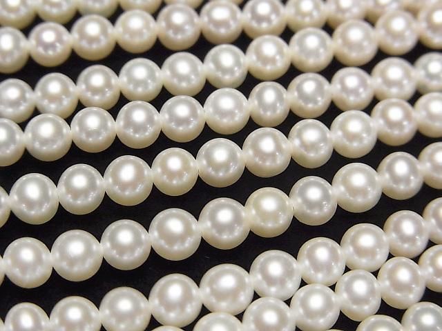 【動画】淡水真珠AAA- セミラウンド4mm ホワイト 半連/1連(約37cm)の画像