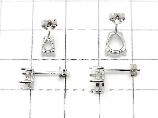 【動画】Silver925 ピアスポスト空枠&キャッチ ペアシェイプファセットカット用 【6×4mm】【8×6mm】 ロジウム 1ペア(2ピース) サムネイル2