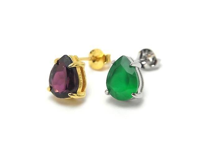 【動画】Silver925 ピアスポスト空枠&キャッチ ペアシェイプファセットカット用 【6×4mm】【8×6mm】 18KGP 1ペア(2ピース) サムネイル4