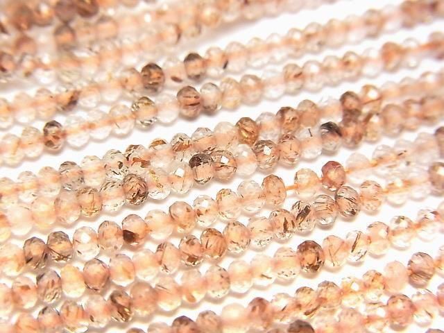 【動画】【素晴らしい輝き】ブラウンルチルクォーツAA++ ボタンカット2×2×1.5mm 1連(約37cm)の画像