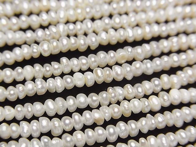【動画】極小淡水真珠ケシパールAA+ ロンデル~ポテト2.5mm ホワイト 1連(約35cm)の画像