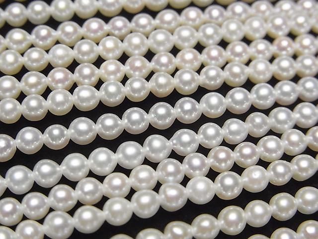 【動画】淡水真珠AAA セミラウンド3mm ホワイト 半連/1連(約38cm)の画像