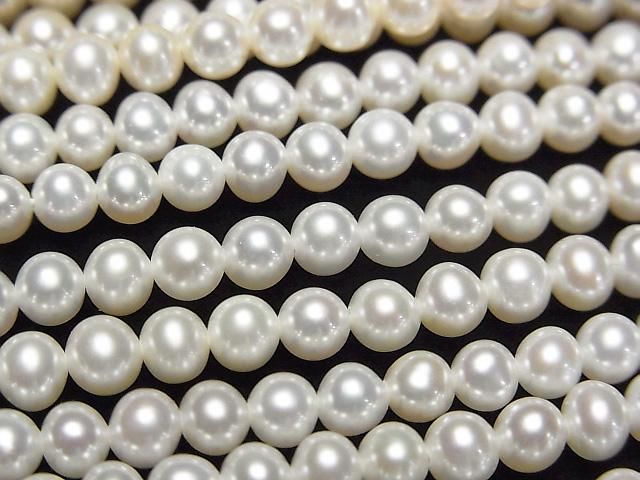 【動画】淡水真珠AAA' セミラウンド〜ポテト4~4.5mm ホワイト 半連/1連(約37cm)の画像