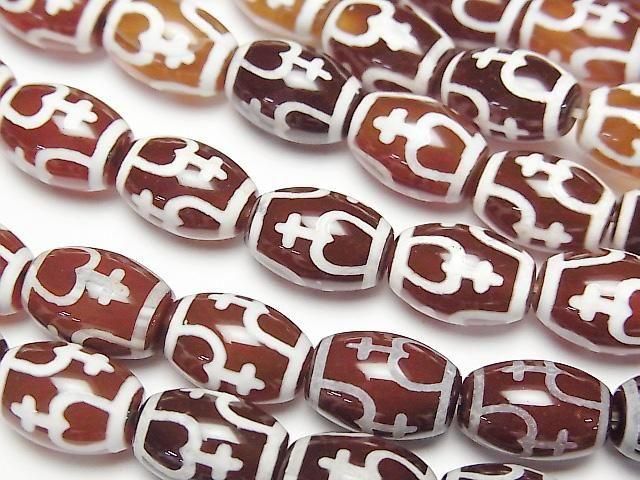 【動画】宝瓶天珠(ほうびんてんじゅ) ライス12×8×8mm レッドブラウン 1連(約32cm)の画像