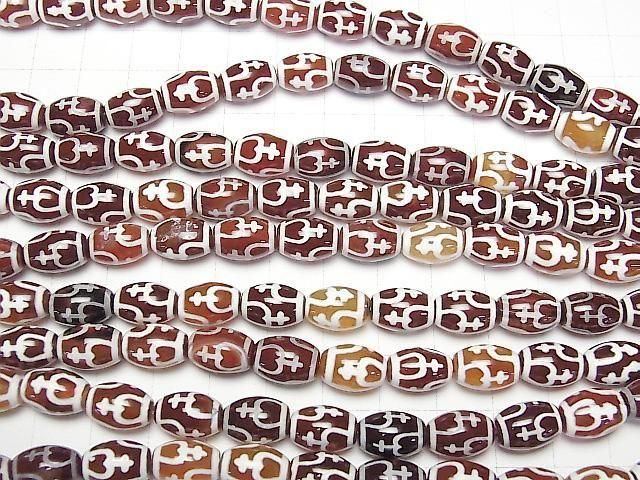 【動画】宝瓶天珠(ほうびんてんじゅ) ライス12×8×8mm レッドブラウン 1連(約32cm) サムネイル3