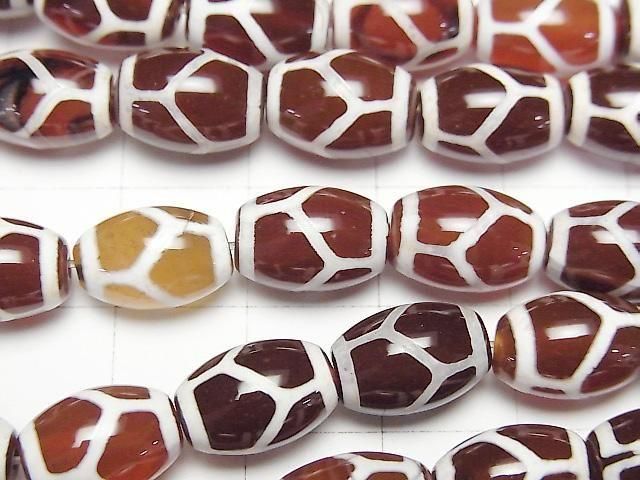 【動画】亀甲長寿天珠(きっこうちょうじゅてんじゅ) ライス12×8×8mm レッドブラウン 1連(約32cm) サムネイル2