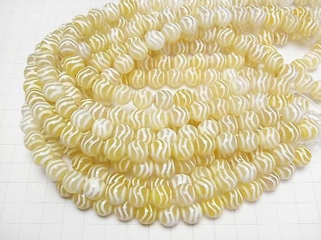 【動画】水紋天珠(すいもんてんじゅ) ラウンド10mm イエロー 半連/1連(約28cm) サムネイル4