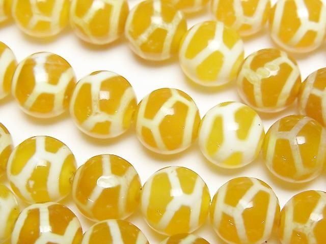 【動画】亀甲長寿天珠(きっこうちょうじゅてんじゅ) ラウンド10mm オレンジ 半連/1連(約28cm)の画像