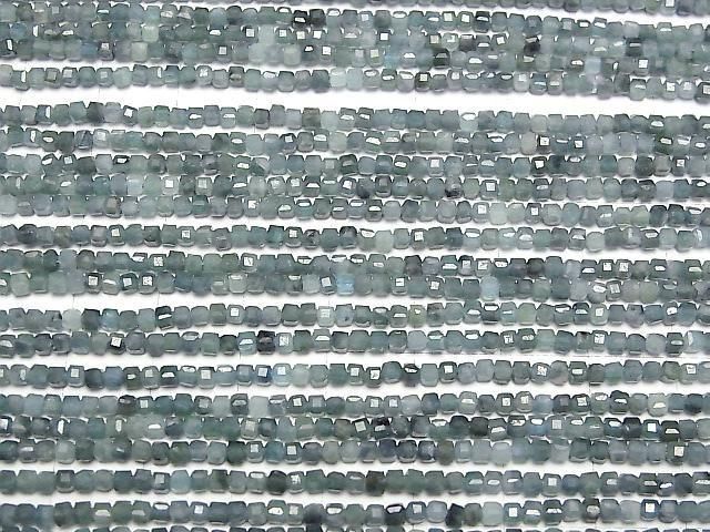 【動画】【素晴らしい輝き】インディゴライトトルマリンAA+ キューブカット2×2×2mm 1連(約38cm) サムネイル3