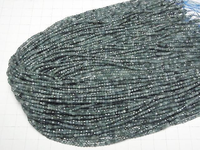 【動画】【素晴らしい輝き】インディゴライトトルマリンAA+ キューブカット2×2×2mm 1連(約38cm) サムネイル4