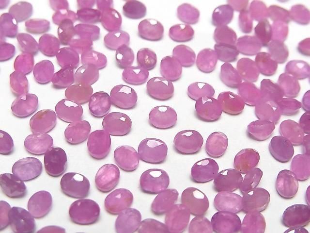 【動画】非加熱ピンクサファイアAAA- ルース オーバルファセットカット4×3mm 3粒の画像