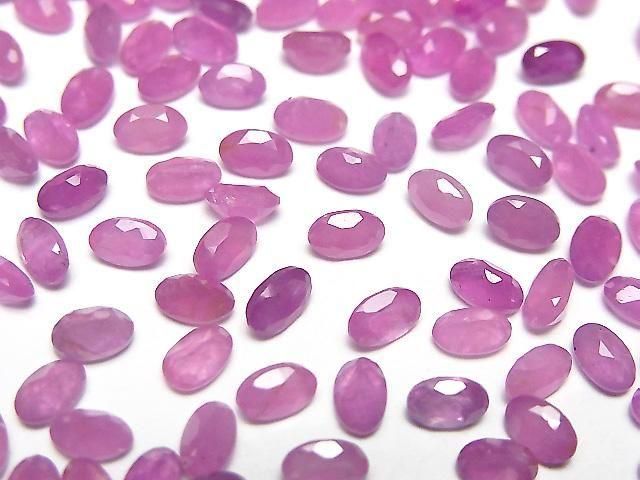 【動画】非加熱ピンクサファイアAAA- ルース オーバルファセットカット5×3mm 2粒の画像