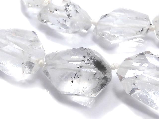 【動画】【1点もの】ホーランダイトインクォーツ(星入り水晶) タンブルカット 1連(約41cm) NO.19の画像