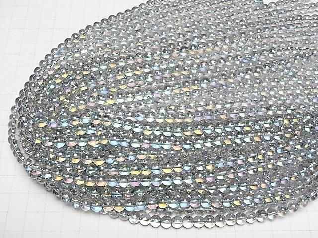 【動画】グレーフラッシュクリスタル(溶錬水晶) ラウンド6mm 1連(約36cm) サムネイル4