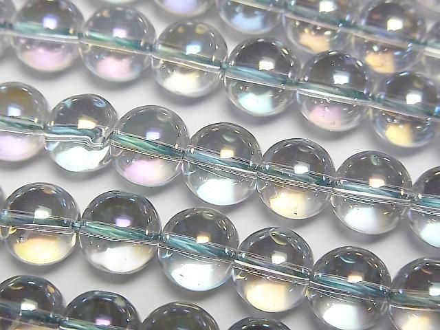 【動画】グレーフラッシュクリスタル(溶錬水晶) ラウンド8mm 1連(約36cm)の画像