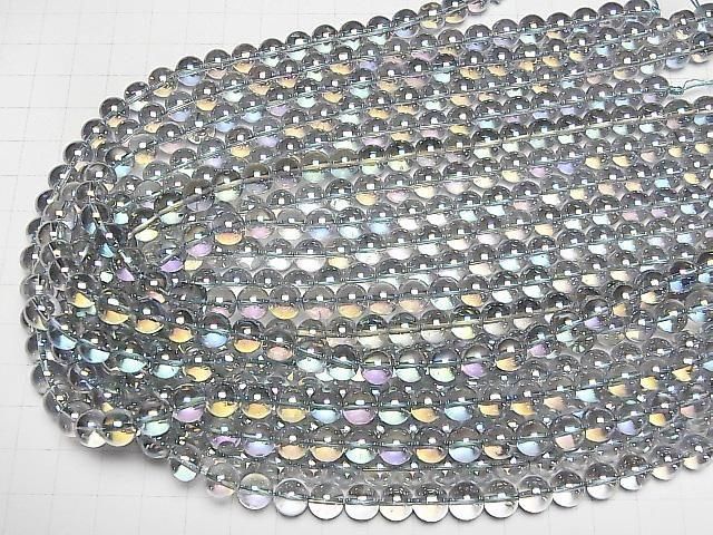 【動画】グレーフラッシュクリスタル(溶錬水晶) ラウンド8mm 1連(約36cm) サムネイル4