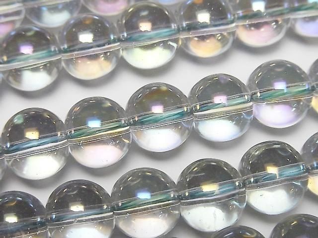 【動画】グレーフラッシュクリスタル(溶錬水晶) ラウンド10mm 1連(約36cm)の画像