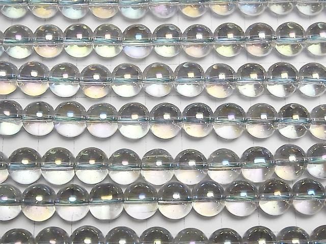 【動画】グレーフラッシュクリスタル(溶錬水晶) ラウンド10mm 1連(約36cm) サムネイル3