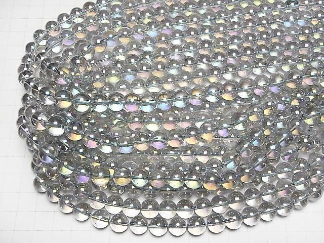 【動画】グレーフラッシュクリスタル(溶錬水晶) ラウンド10mm 1連(約36cm) サムネイル4