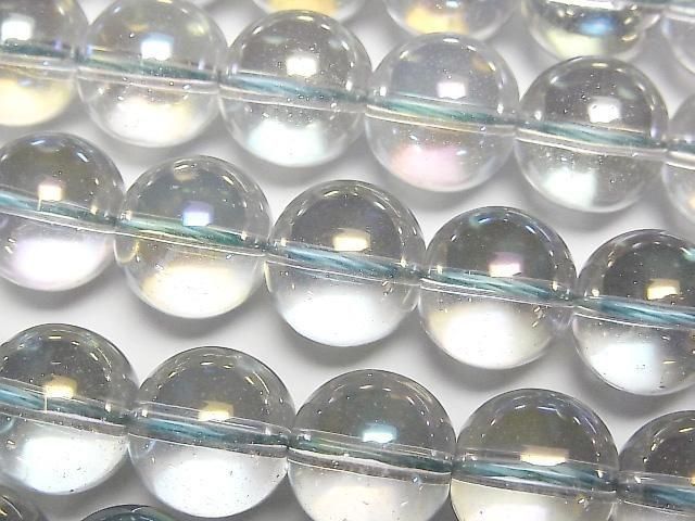 【動画】グレーフラッシュクリスタル(溶錬水晶) ラウンド12mm 1連(約36cm)の画像