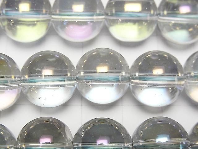 【動画】グレーフラッシュクリスタル(溶錬水晶) ラウンド14mm 1連(約35cm) サムネイル2