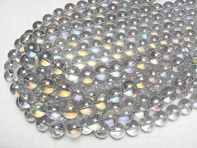 【動画】グレーフラッシュクリスタル(溶錬水晶) ラウンド14mm 1連(約35cm) サムネイル4