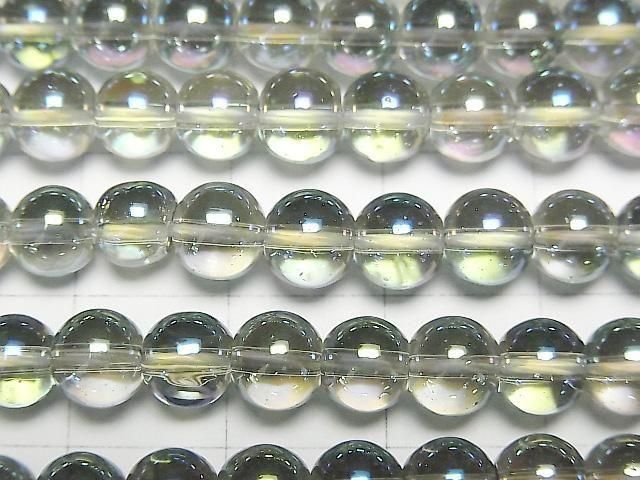 【動画】グリーンフラッシュクリスタル(溶錬水晶) ラウンド6mm 1連(約36cm) サムネイル2