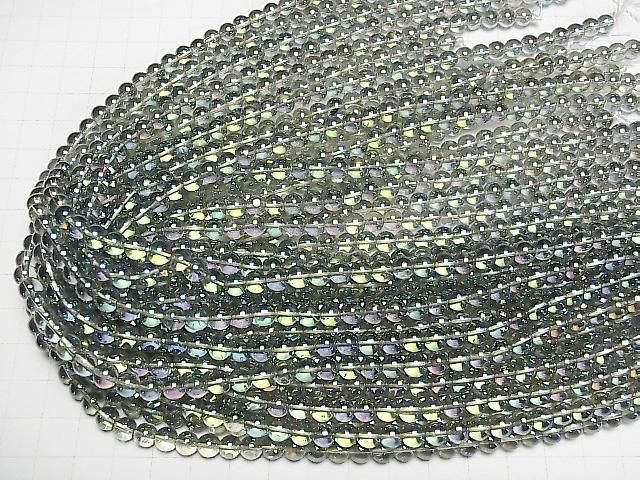 【動画】グリーンフラッシュクリスタル(溶錬水晶) ラウンド6mm 1連(約36cm) サムネイル4
