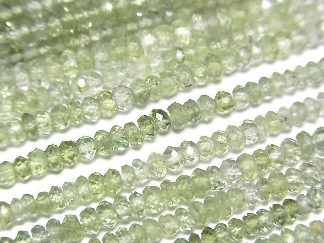 【動画】宝石質グリーントルマリンAAA ボタンカット3×3×1.5mm カラーグラデーション 半連/1連(約34cm)の画像