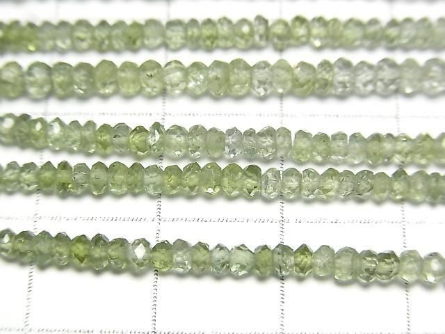 【動画】宝石質グリーントルマリンAAA ボタンカット3×3×1.5mm カラーグラデーション 半連/1連(約34cm) サムネイル2
