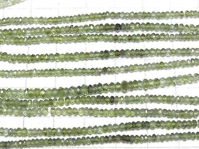 【動画】宝石質グリーントルマリンAAA ボタンカット3×3×1.5mm カラーグラデーション 半連/1連(約34cm) サムネイル3