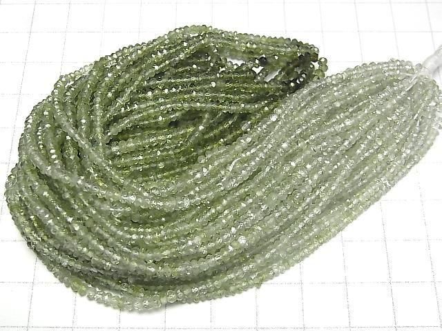 【動画】宝石質グリーントルマリンAAA ボタンカット3×3×1.5mm カラーグラデーション 半連/1連(約34cm) サムネイル4