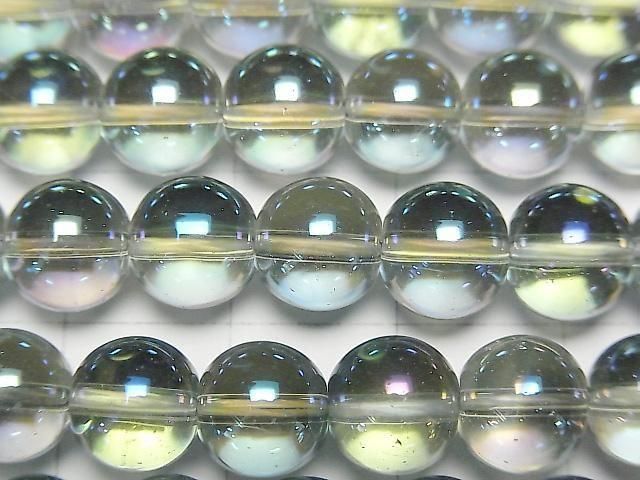 【動画】グリーンフラッシュクリスタル(溶錬水晶) ラウンド8mm 1連(約36cm) サムネイル2