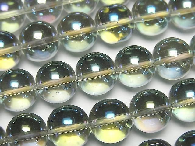 【動画】グリーンフラッシュクリスタル(溶錬水晶) ラウンド10mm 1連(約36cm)の画像