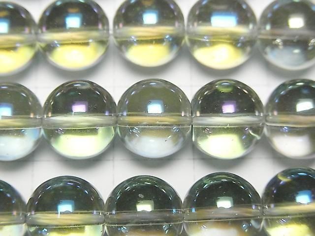 【動画】グリーンフラッシュクリスタル(溶錬水晶) ラウンド10mm 1連(約36cm) サムネイル2