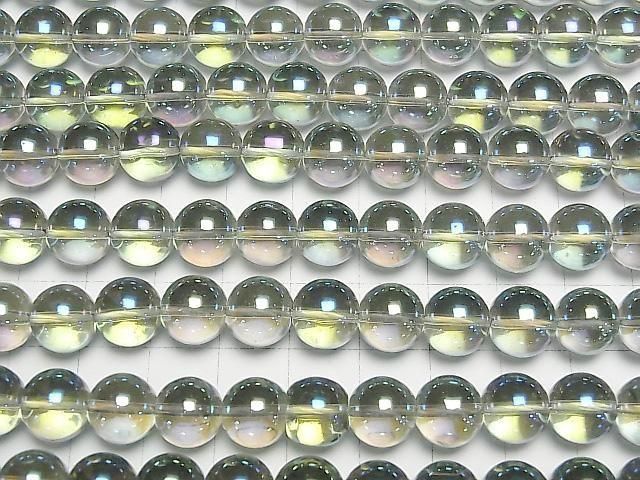 【動画】グリーンフラッシュクリスタル(溶錬水晶) ラウンド10mm 1連(約36cm) サムネイル3
