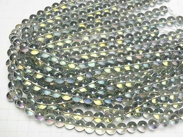 【動画】グリーンフラッシュクリスタル(溶錬水晶) ラウンド10mm 1連(約36cm) サムネイル4