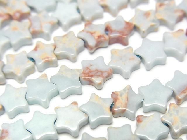 【動画】パステルブルーカラーカオリン スター(星)6×6mm 1連(約35cm)の画像