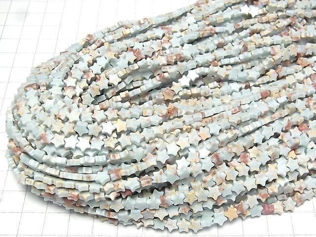 【動画】パステルブルーカラーカオリン スター(星)6×6mm 1連(約35cm) サムネイル4