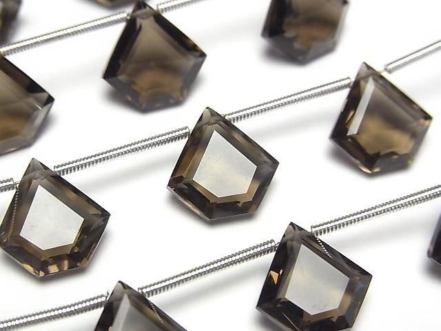 【動画】宝石質スモーキークォーツAAA ペンタゴン ファセットカット12×12mm 1連(6粒)の画像