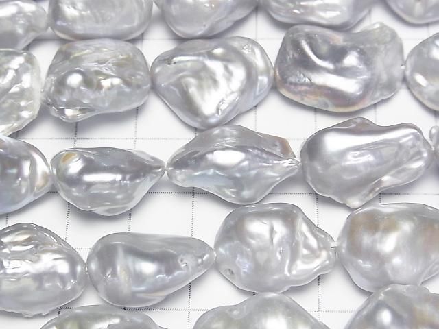【動画】淡水真珠 ケシパールAA++ バロック18~24mm シルバー 1連(約37cm) サムネイル2