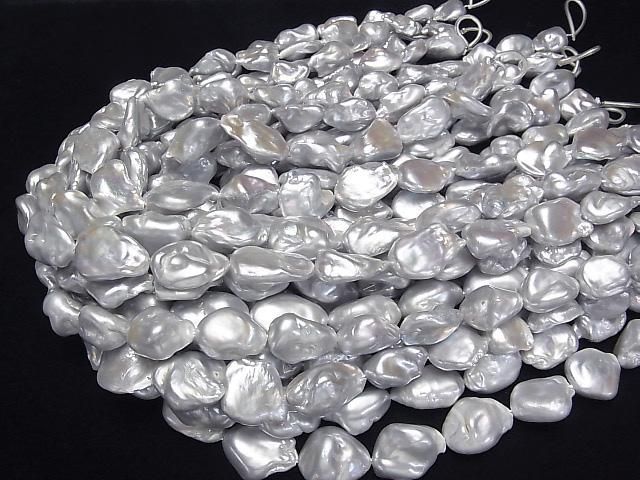 【動画】淡水真珠 ケシパールAA++ バロック18~24mm シルバー 1連(約37cm) サムネイル4