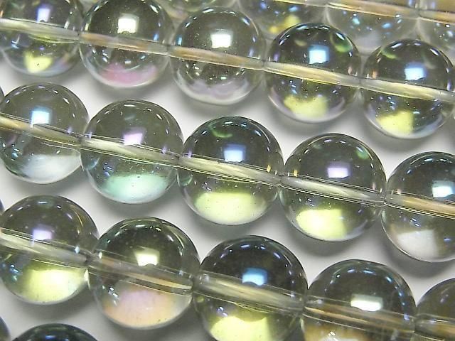 【動画】グリーンフラッシュクリスタル(溶錬水晶) ラウンド12mm 1連(約36cm)の画像