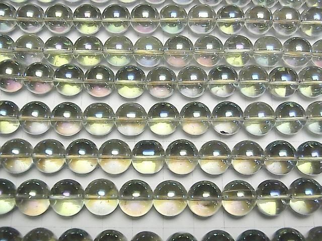 【動画】グリーンフラッシュクリスタル(溶錬水晶) ラウンド12mm 1連(約36cm) サムネイル3
