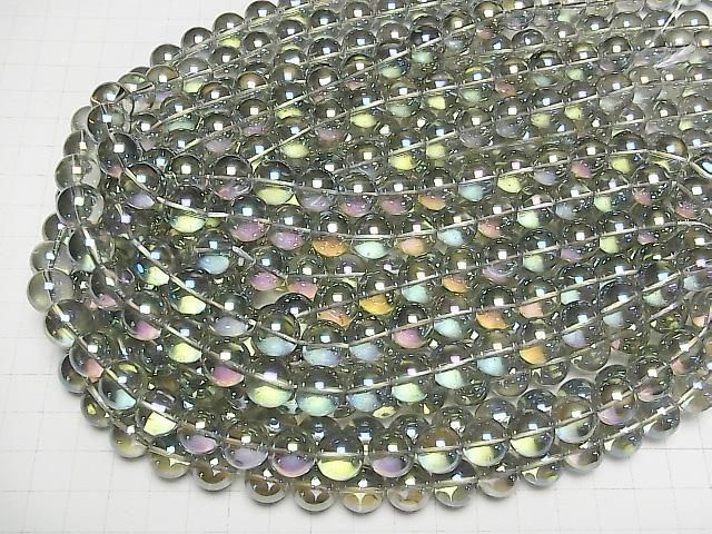 【動画】グリーンフラッシュクリスタル(溶錬水晶) ラウンド12mm 1連(約36cm) サムネイル4