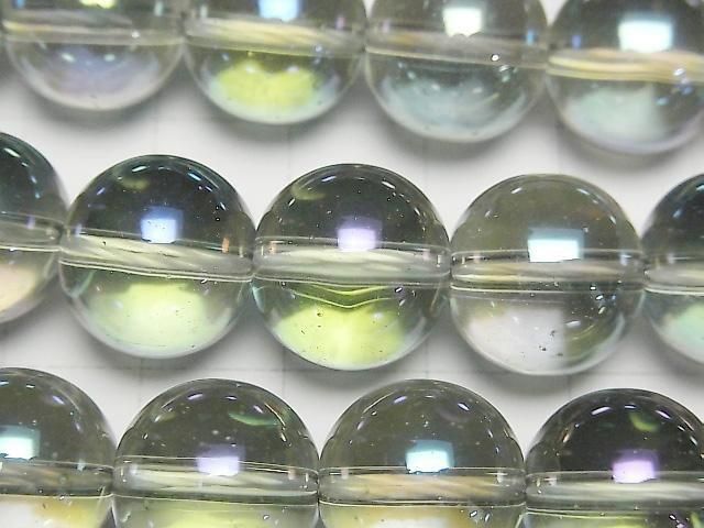 【動画】グリーンフラッシュクリスタル(溶錬水晶) ラウンド14mm 1連(約35cm) サムネイル2
