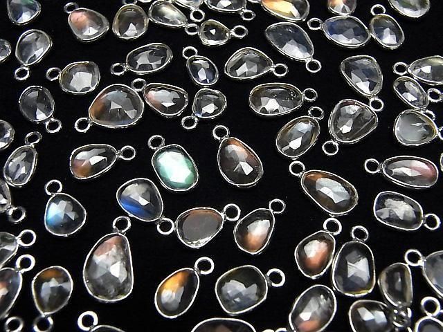 【動画】宝石質アンデシンラブラドライトAA++ 枠留めフリーフォーム ローズカット 【片カン】 SILVER925 5個 サムネイル4