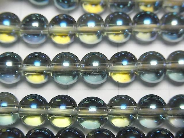 【動画】ブルーグリーンフラッシュクリスタル(溶錬水晶) ラウンド6mm 1連(約36cm) サムネイル2