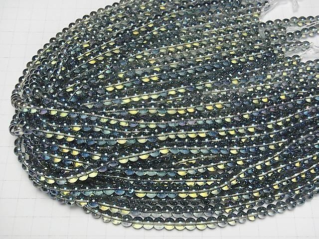 【動画】ブルーグリーンフラッシュクリスタル(溶錬水晶) ラウンド6mm 1連(約36cm) サムネイル4