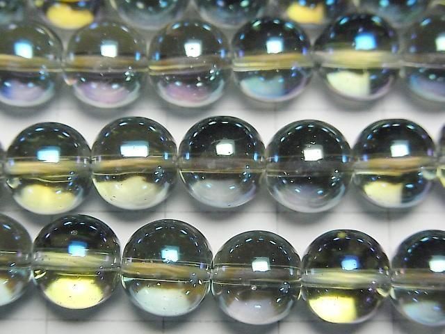 【動画】ブルーグリーンフラッシュクリスタル(溶錬水晶) ラウンド8mm 1連(約36cm) サムネイル2
